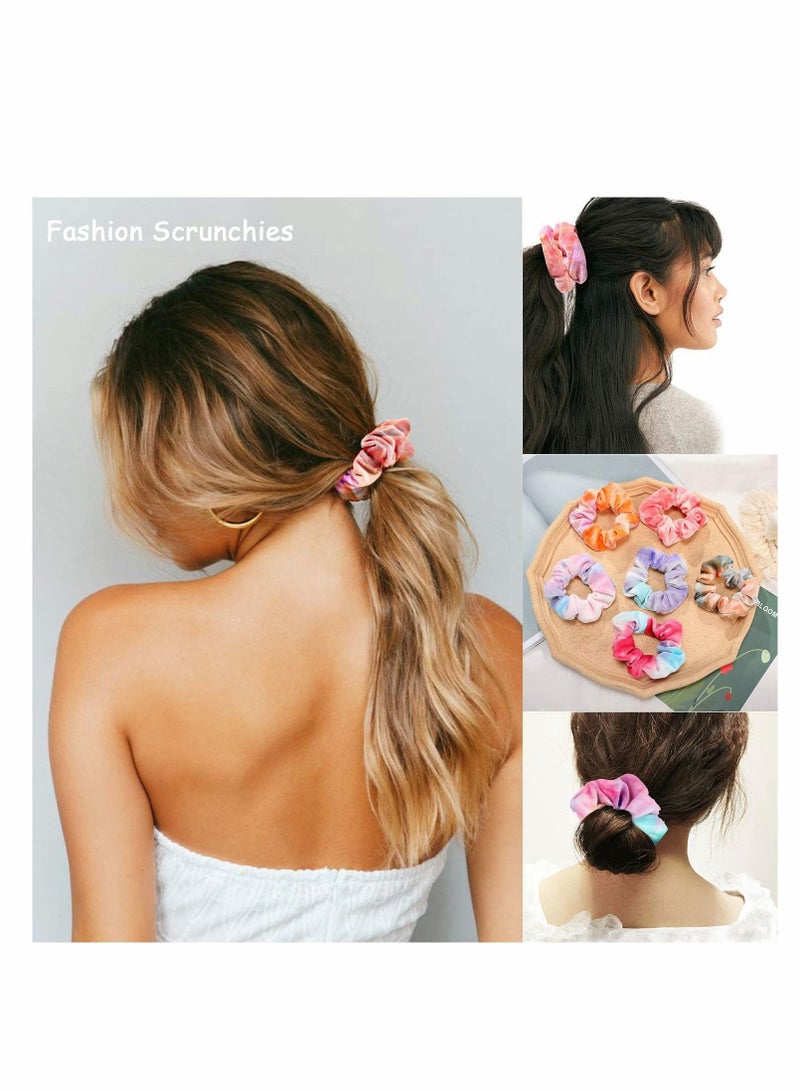 KASTWAVE ربطات شعر مخملية مصبوغة بالربط، حامل ذيل حصان قوس قزح ناعم، أربطة شعر مرنة بألوان الحلوى اللطيفة للمراهقات والنساء، هدية رائعة لأعياد الميلاد والحفلات - 12 قطعة - Image 2