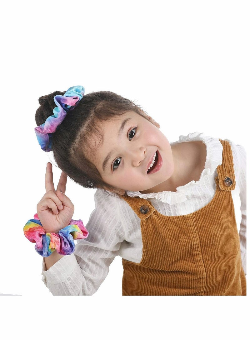 KASTWAVE ربطات شعر مخملية مصبوغة بالربط، حامل ذيل حصان قوس قزح ناعم، أربطة شعر مرنة بألوان الحلوى اللطيفة للمراهقات والنساء، هدية رائعة لأعياد الميلاد والحفلات - 12 قطعة - Image 4