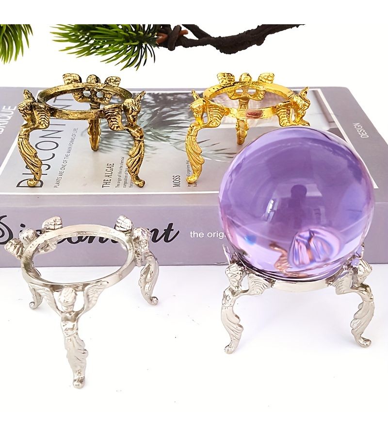 Multi Color Angel Style Crystal Ball Base Stand Desktop Decoration 3pcs Stands Ball Not Included - Image 1