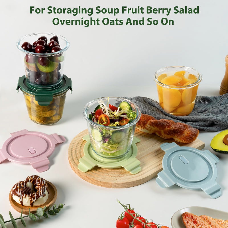 Freshmage 23oz Glass Meal Prep Containers with Lids, Airtight 3-Cup Glass Storage Containers Set, Heat-Resistant BPA-Free for Soup, Leftover, Microwave, Dishwasher, Fridge and Freezer Safe (4 Packs) - Image 3