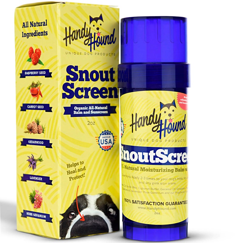 Handy Hound SnoutScreen Dog Nose Balm and Paw Balm, Moisturizing Formula for Dry or Cracked Noses, Vet Recommended, Made in USA, Protects Against UVB and UVC Rays, 2 oz - Image 1