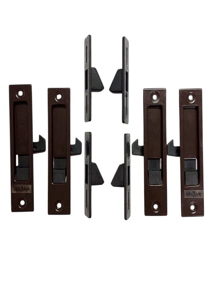 BRASK Aluminium Sliding Window Concealed Latch | Dark Brown Powder-Coated Window Lock for Home & Office | Durable, Rust-Resistant Sliding Window Safety Lock (4 Inches, 2, Set) - Image 2