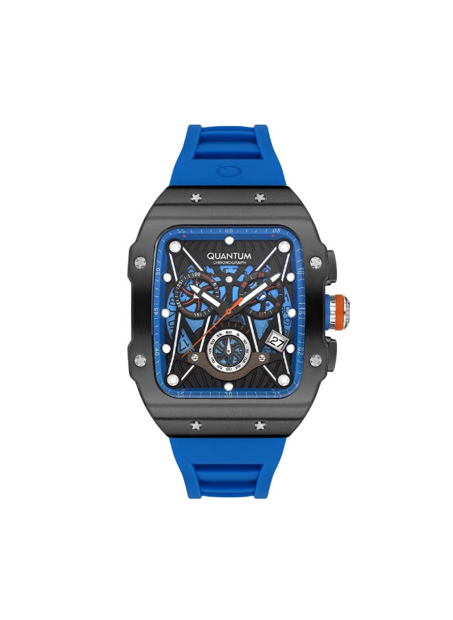 Quantum Men's Chronograph Display Watch With Dark Blue Silicone Strap - HNG1080.659  - Image 1