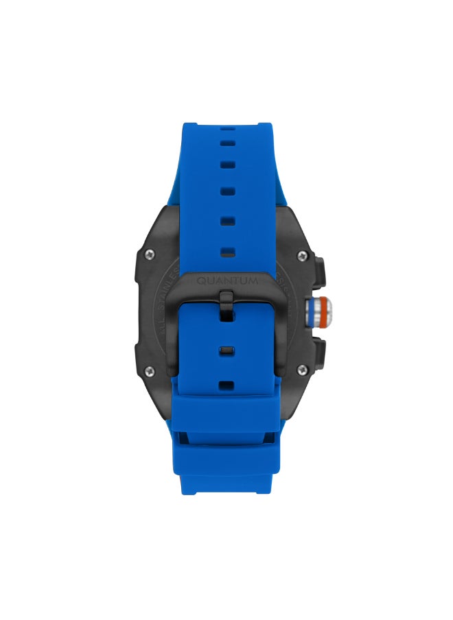Quantum Men's Chronograph Display Watch With Dark Blue Silicone Strap - HNG1080.659  - Image 3
