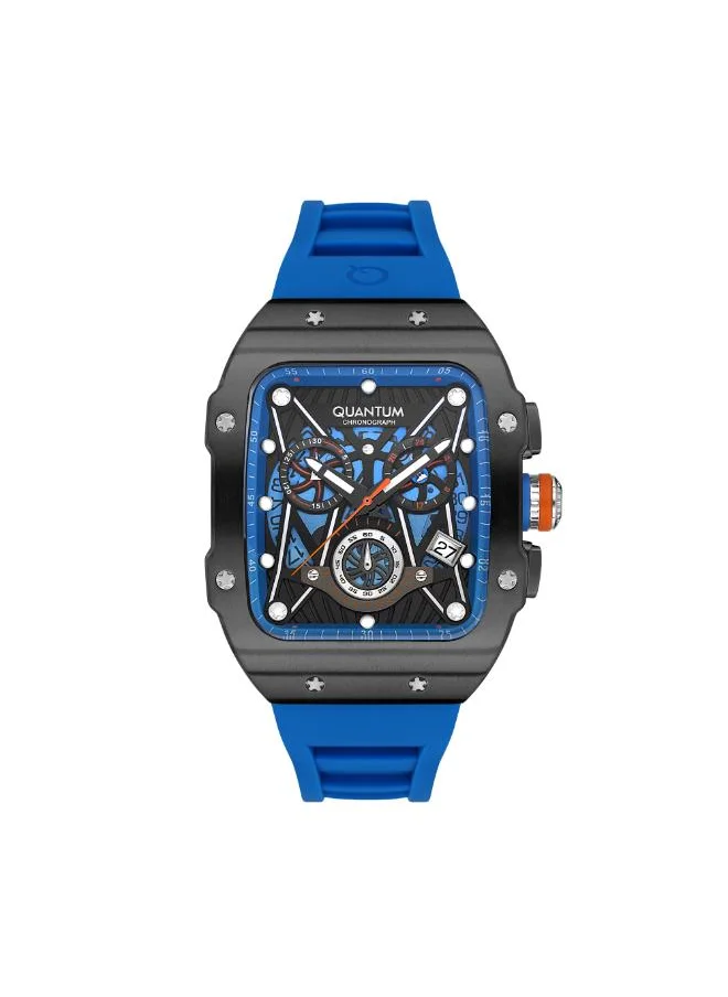 كوانتوم QUANTUM HNG1080.659 Men's Chronograph Display Watch & Silicone Strap Dark Blue
