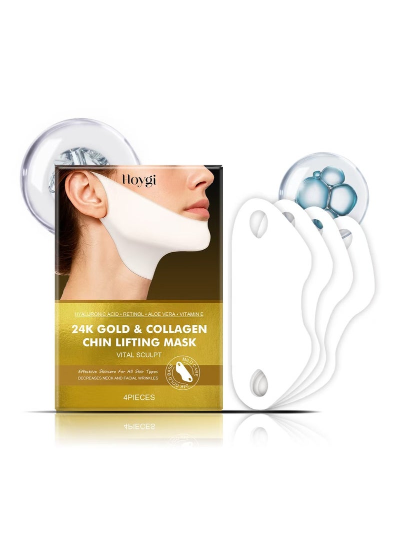 هويجي V Line Lifting Mask with 24K Gold - Deep Collagen Jawline Shaper with Retinol for Face Lift - حزام ذقن العناية بالبشرة للوجه - حمض الهيالورونيك، فيتامين إي - Image 1