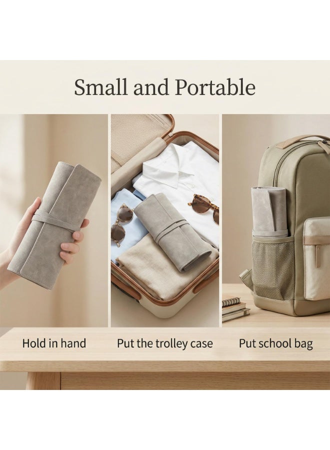 1 PCS Makeup Brush Holder Organizer, PU Leather Travel Makeup Brush Pouch Case Roll Up Cosmetic Bags for Women Cosmetic Brushes Make Up Artist - Brushes Not included (Gray) - Image 5