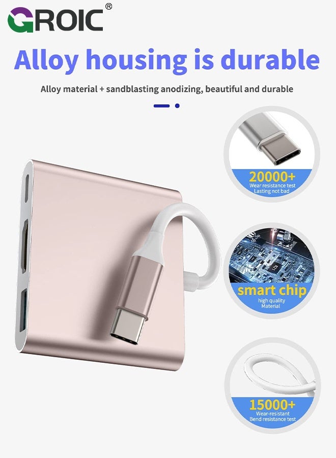 GROIC Gold USB C to HDMI Adapter, 4K Video Converter with USB 3.0 and Type-C Charging Port, USB-C Digital AV Multiport Adapter for Mac and USB Type-C Devices - Image 2