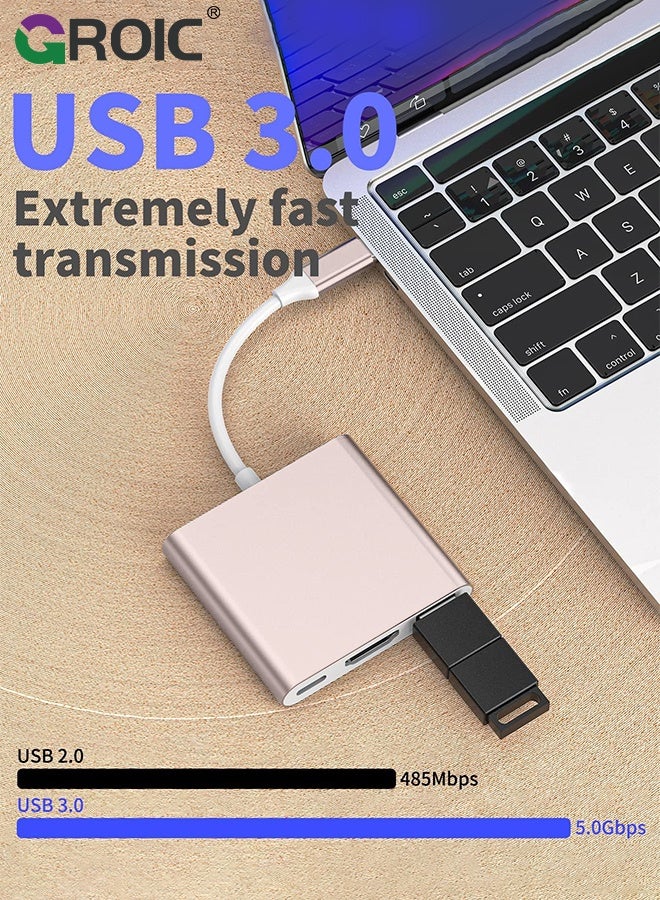 GROIC Gold USB C to HDMI Adapter, 4K Video Converter with USB 3.0 and Type-C Charging Port, USB-C Digital AV Multiport Adapter for Mac and USB Type-C Devices - Image 4
