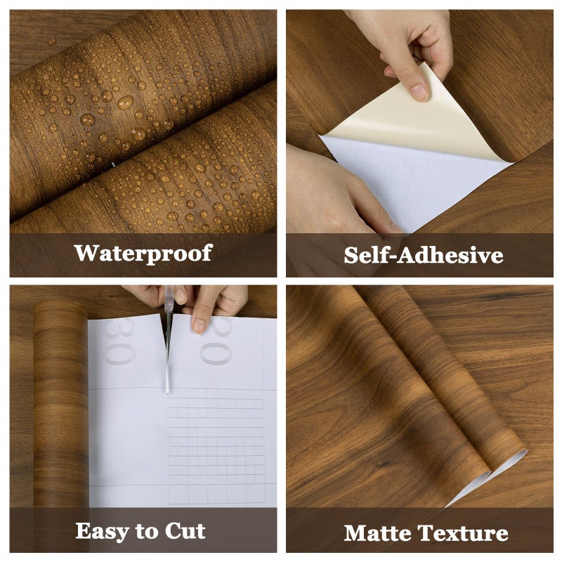 COSNIGHT Wood Grain Contact Paper, Vintage Peel and Stick Wallpaper 15.7''x118'', Removable Natural Matte Wall Paper for Countertops, Cabinets and Drawers - Image 2