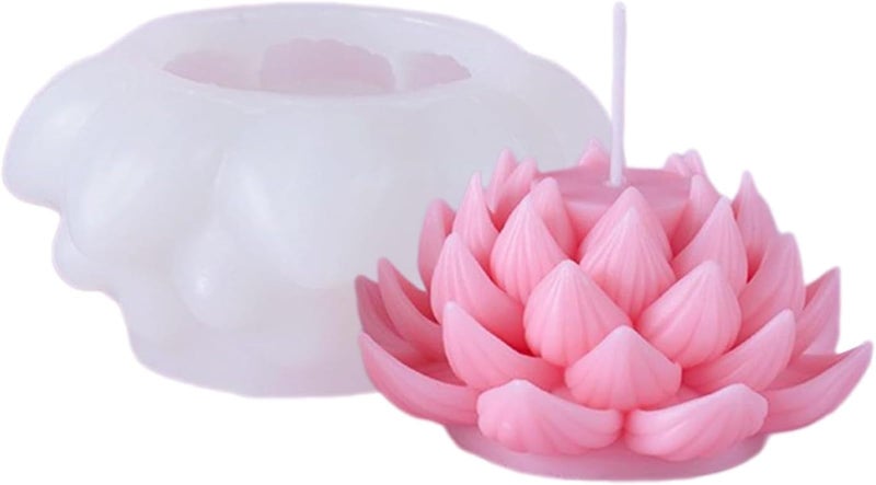SOFTCREATO SOFTCREATO Lotus Flower Silicone Mold - 3D Flower Resin Mold for Candles & Soap Making  - Image 1