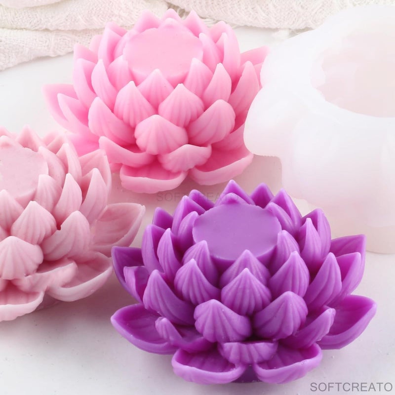 SOFTCREATO SOFTCREATO Lotus Flower Silicone Mold - 3D Flower Resin Mold for Candles & Soap Making  - Image 2
