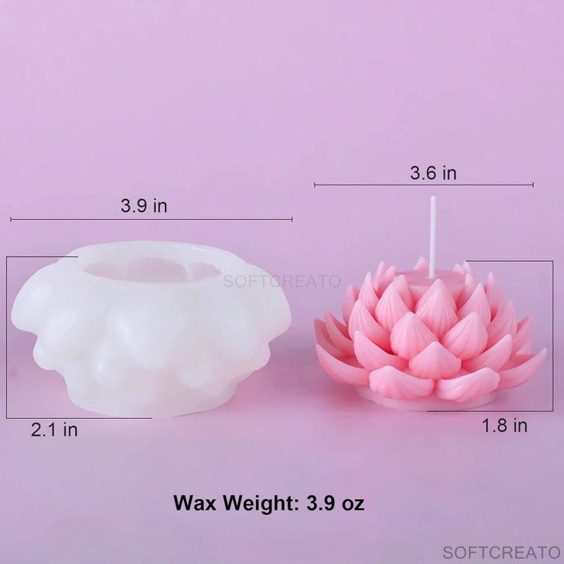 SOFTCREATO SOFTCREATO Lotus Flower Silicone Mold - 3D Flower Resin Mold for Candles & Soap Making  - Image 3