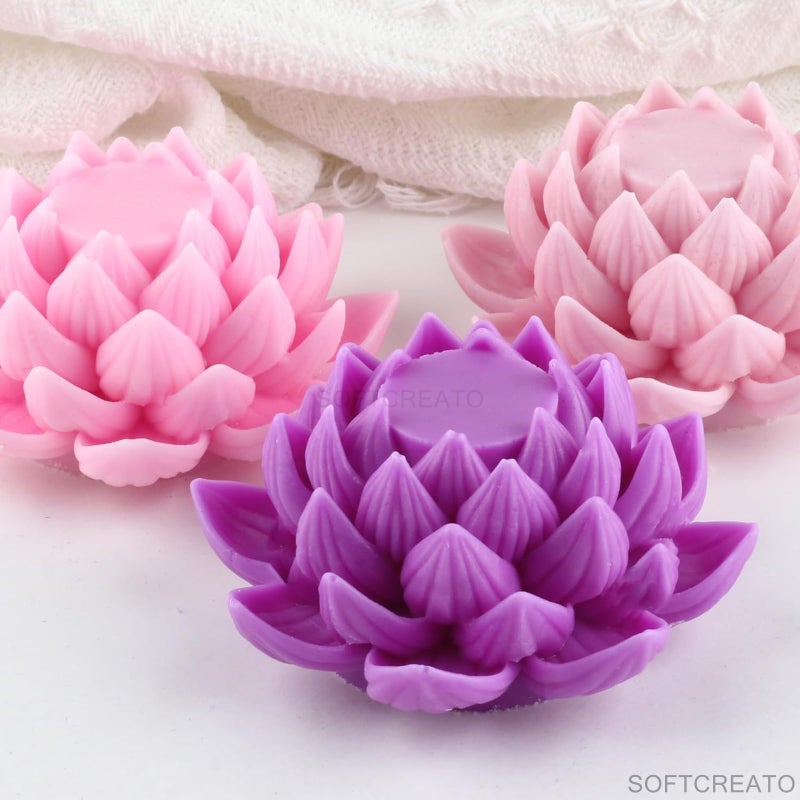 SOFTCREATO SOFTCREATO Lotus Flower Silicone Mold - 3D Flower Resin Mold for Candles & Soap Making  - Image 5