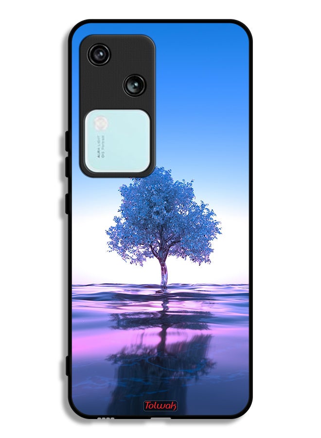 Tolwak Vivo V30 5G Protective Case Cover Tree Neon Body Of Water Reflection Digital Art - Image 1