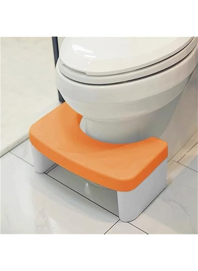 Generic Plastic Bathroom Toilet Assistance Step Stool for Adults, Non-Slip Orange  Stool 15.35 x 8.27 x 6.69, White Blue  - Image 1