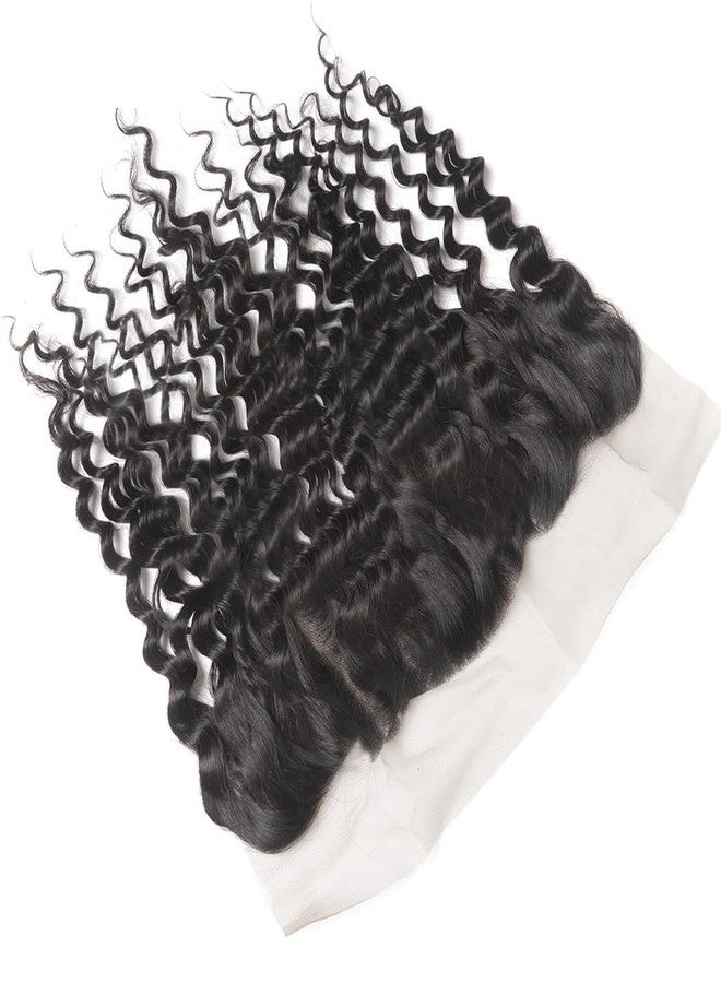 Odir 13x4 Lace Frontal Deep Wave Human Hair 180% Density Unprocessed 9A Deep Curly Virgin Hair 13x4 Ear to Ear Lace Closure Frontal with Baby Hair Natural Color 16 Inch - Image 4