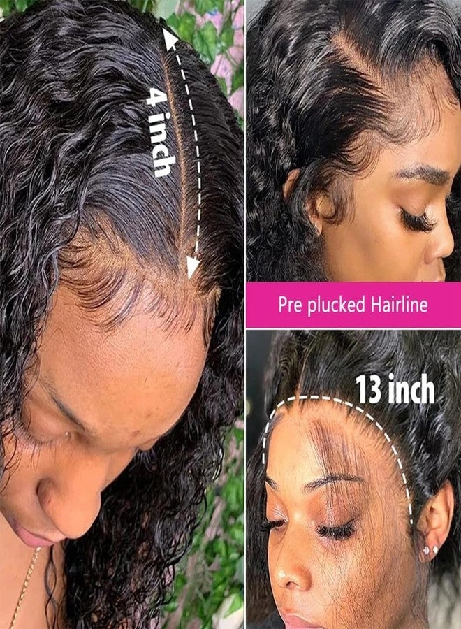 Odir 13x4 Lace Frontal Deep Wave Human Hair 180% Density Unprocessed 9A Deep Curly Virgin Hair 13x4 Ear to Ear Lace Closure Frontal with Baby Hair Natural Color 16 Inch - Image 2