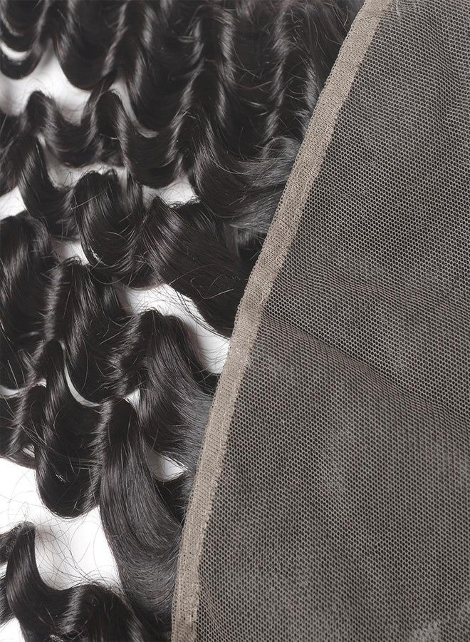 Odir 13x4 Lace Frontal Deep Wave Human Hair 180% Density Unprocessed 9A Deep Curly Virgin Hair 13x4 Ear to Ear Lace Closure Frontal with Baby Hair Natural Color 16 Inch - Image 5
