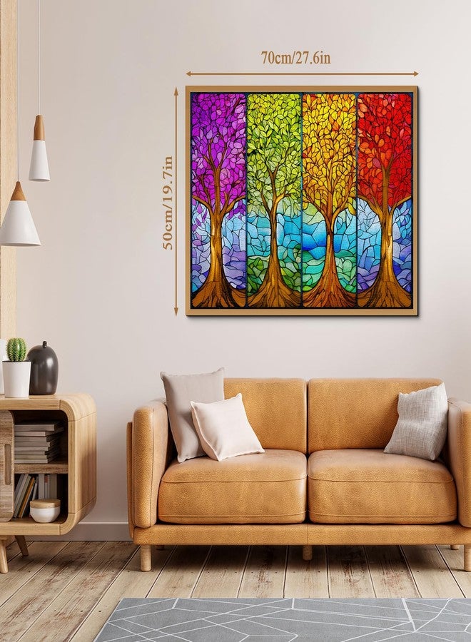 PPuzzling Stained Glass Tree Puzzles for Adults 1000 Pieces, Tree of Life Jigsaw Puzzles Features Four Seasons Trees, Colorful Mosaic Plant Impossible Challenging Hard Puzzle - Image 4
