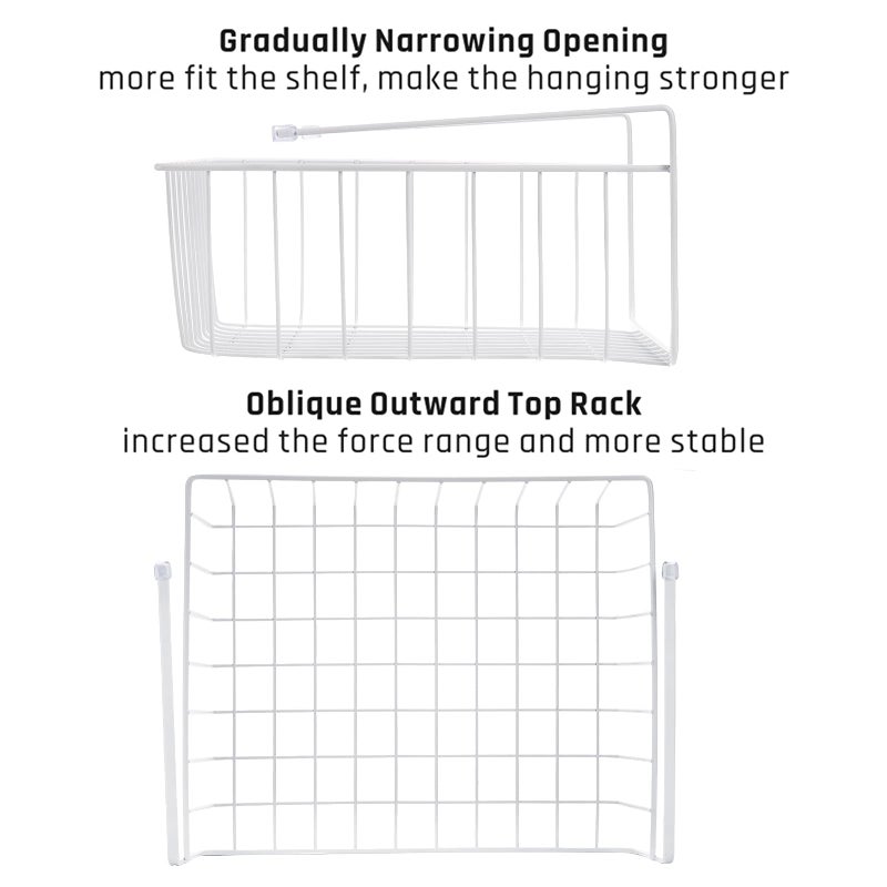 Tebery 4 Pack White Under Shelf Wire Basket Hanging Storage Baskets, Small Add-on Storage Racks Slide-in Cabinet Baskets Organizer for Kitchen Pantry Desk Bookshelf - Image 3
