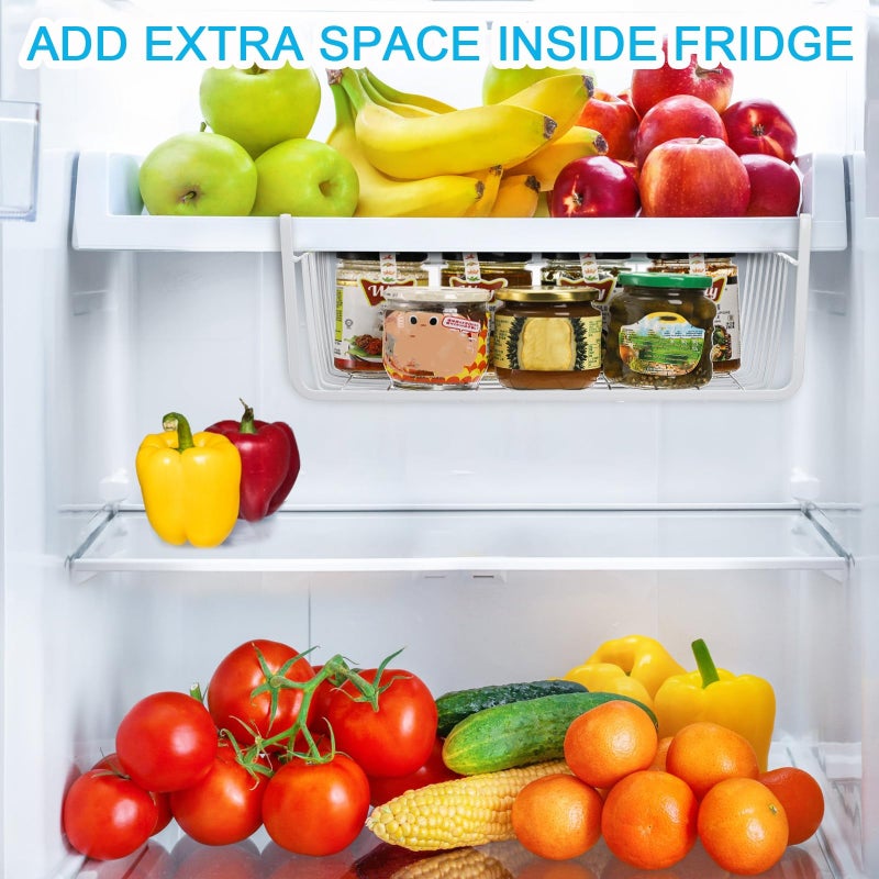 Tebery 4 Pack White Under Shelf Wire Basket Hanging Storage Baskets, Small Add-on Storage Racks Slide-in Cabinet Baskets Organizer for Kitchen Pantry Desk Bookshelf - Image 5