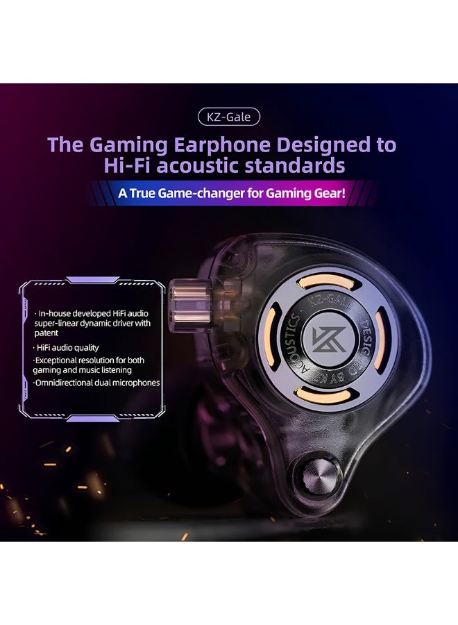 KZ Gale 3.5mm Gaming Earphones with Mic - 10mm HiFi Driver In-Ear Headset for Gaming, Music, PC and Mobile - White - Image 2