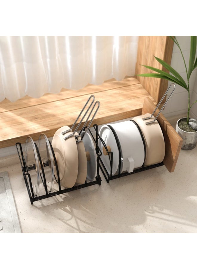 Smart Storage ✨ Premium Kitchenware Dividers Organizer Rack – Adjustable Carbon Steel Plate & Lid Holder, Space-Saving Black Storage Rack. - Image 1