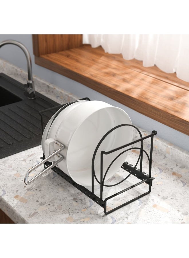 Smart Storage ✨ Premium Kitchenware Dividers Organizer Rack – Adjustable Carbon Steel Plate & Lid Holder, Space-Saving Black Storage Rack. - Image 4