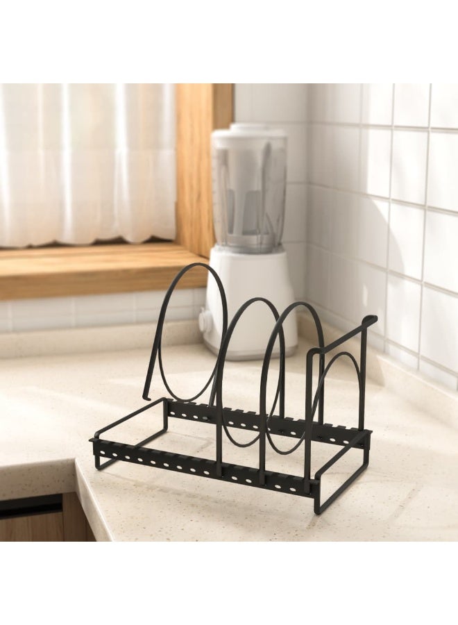 Smart Storage ✨ Premium Kitchenware Dividers Organizer Rack – Adjustable Carbon Steel Plate & Lid Holder, Space-Saving Black Storage Rack. - Image 5