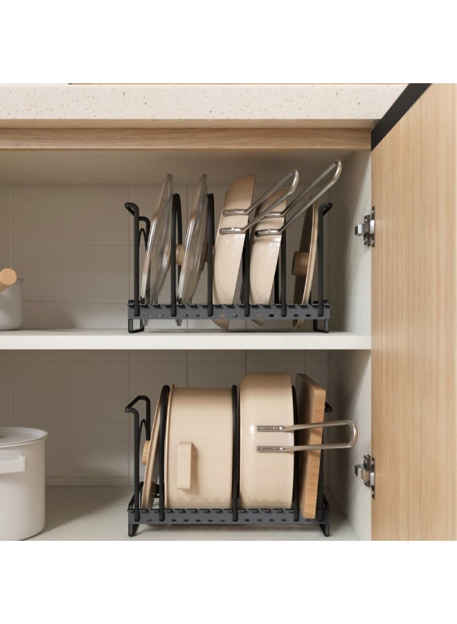 Smart Storage ✨ Premium Kitchenware Dividers Organizer Rack – Adjustable Carbon Steel Plate & Lid Holder, Space-Saving Black Storage Rack. - Image 2