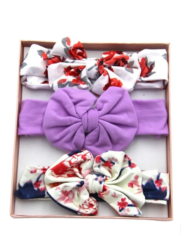 Bambimici Bambimici - Olivia Box of 3 Heandband Ribbon - Purple Flower