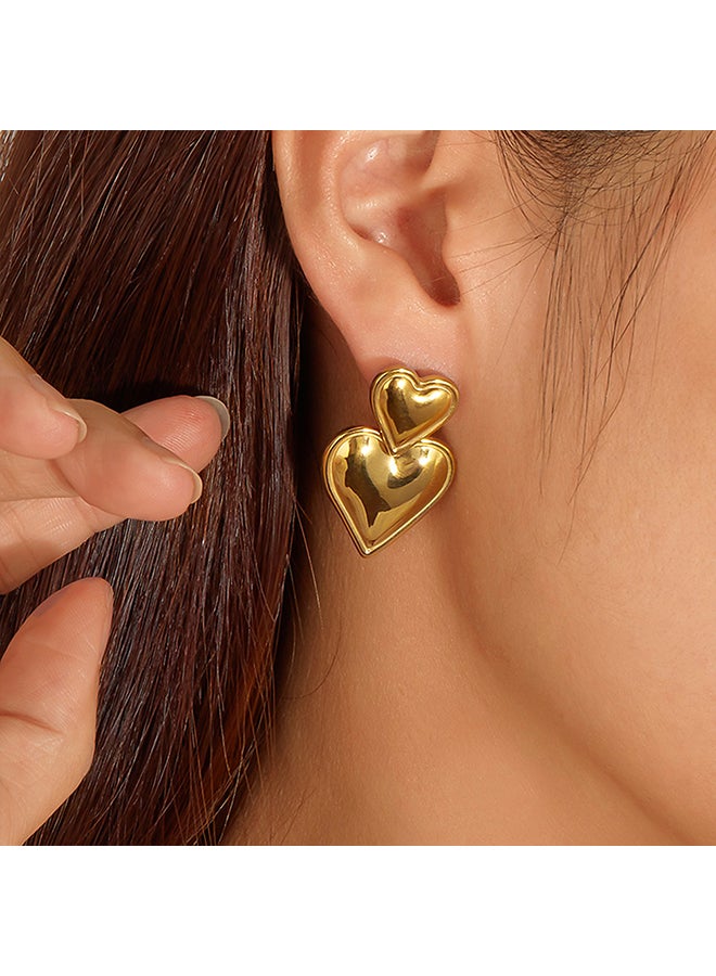 Fashionable And Simple Stainless Steel Heart Earrings, Elegant And Versatile, High-End Earrings For Women - Image 3