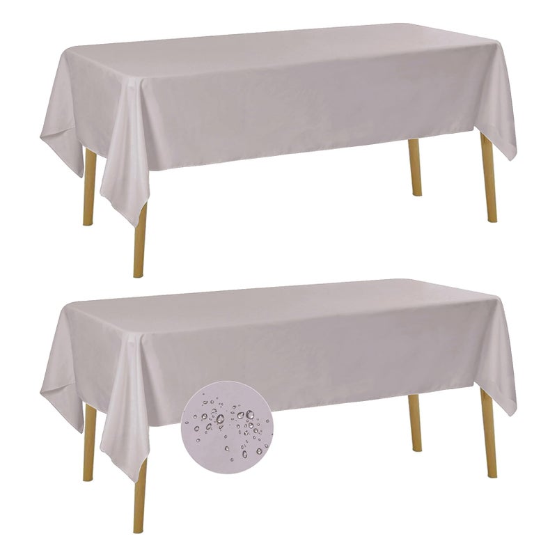 Fokitut 2 Pack Waterproof Rectangle Tablecloth 60x120 InchStain Resistant and Wrinkle Polyester Table Cloth Fabric Table Cover for Kitchen Dining Wedding Party Holiday DinnerSilver