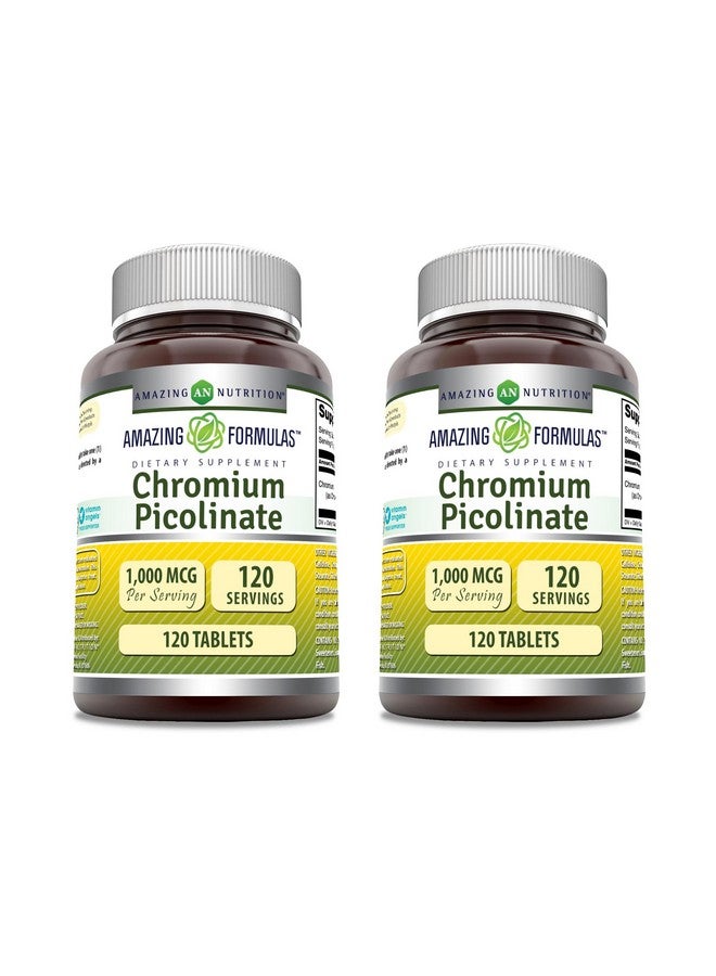 Amazing Nutrition Amazing Formulas Chromium Picolinate | 1000 Mcg Tablets Supplement | Non-GMO | Gluten Free | Made in USA (2 Pack, 120 Count) - Image 1