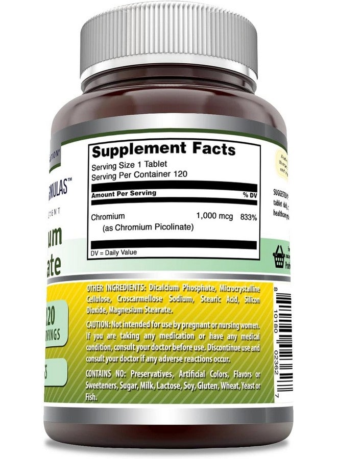 Amazing Nutrition Amazing Formulas Chromium Picolinate | 1000 Mcg Tablets Supplement | Non-GMO | Gluten Free | Made in USA (2 Pack, 120 Count) - Image 2