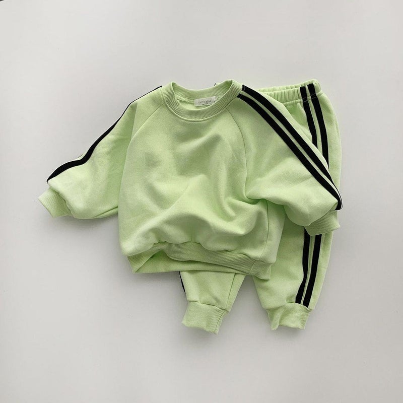 Korean Kids Sportswear Cotton Set light green  - Image 2