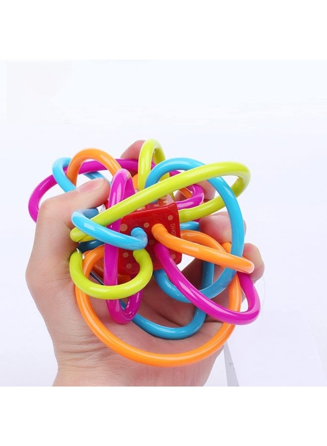 erorex Colorful Baby Teething Rattle Toy Soft Chewable Loops BPA-Free Sensory Teether Ball for Infant Development - Image 2