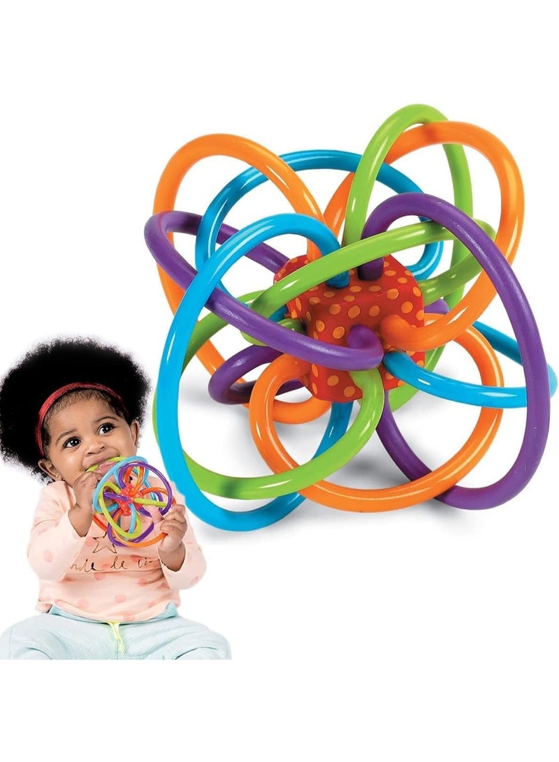 erorex Colorful Baby Teething Rattle Toy Soft Chewable Loops BPA-Free Sensory Teether Ball for Infant Development - Image 1