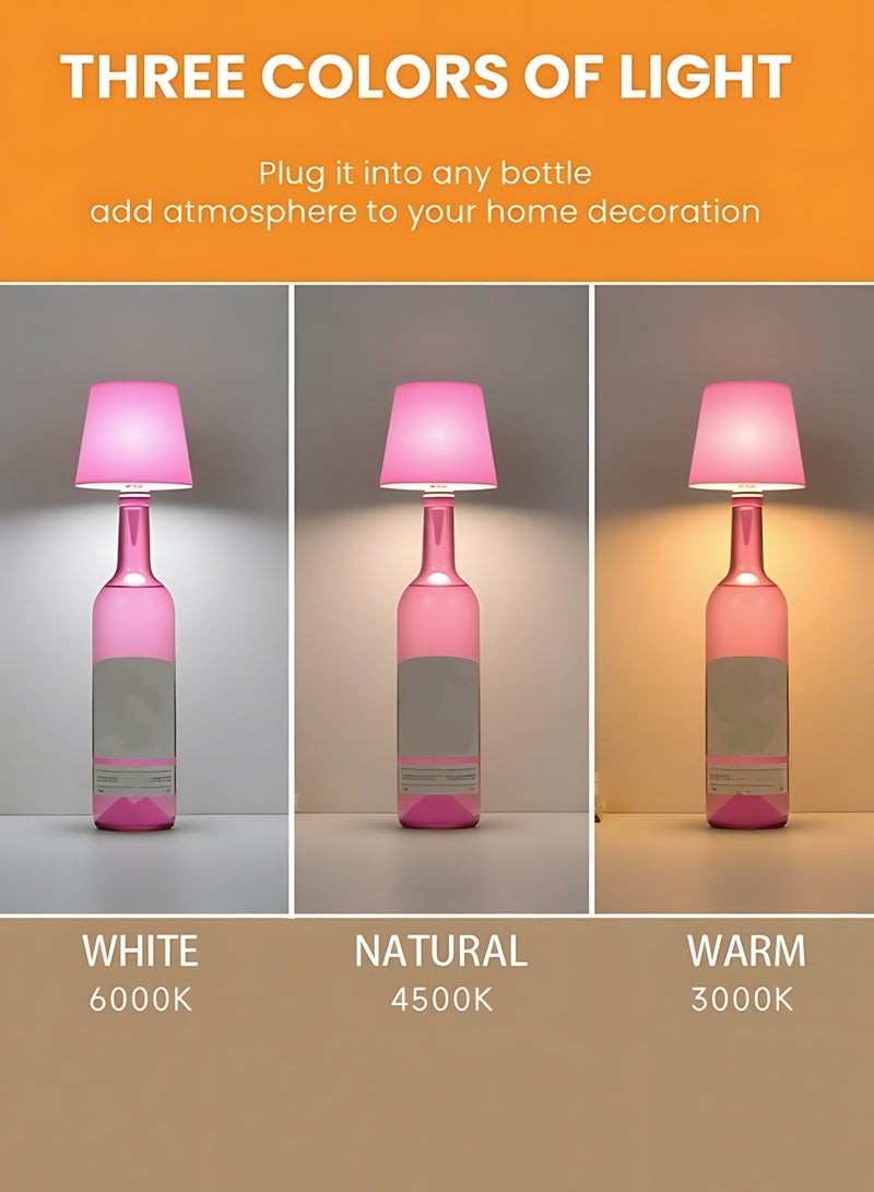 Wireless LED Bottle Lamp Rechargeable 3 Color Touch Control Table Night Light Decorative Bottle Lamp for Home Bar Garden Café Event - Image 3