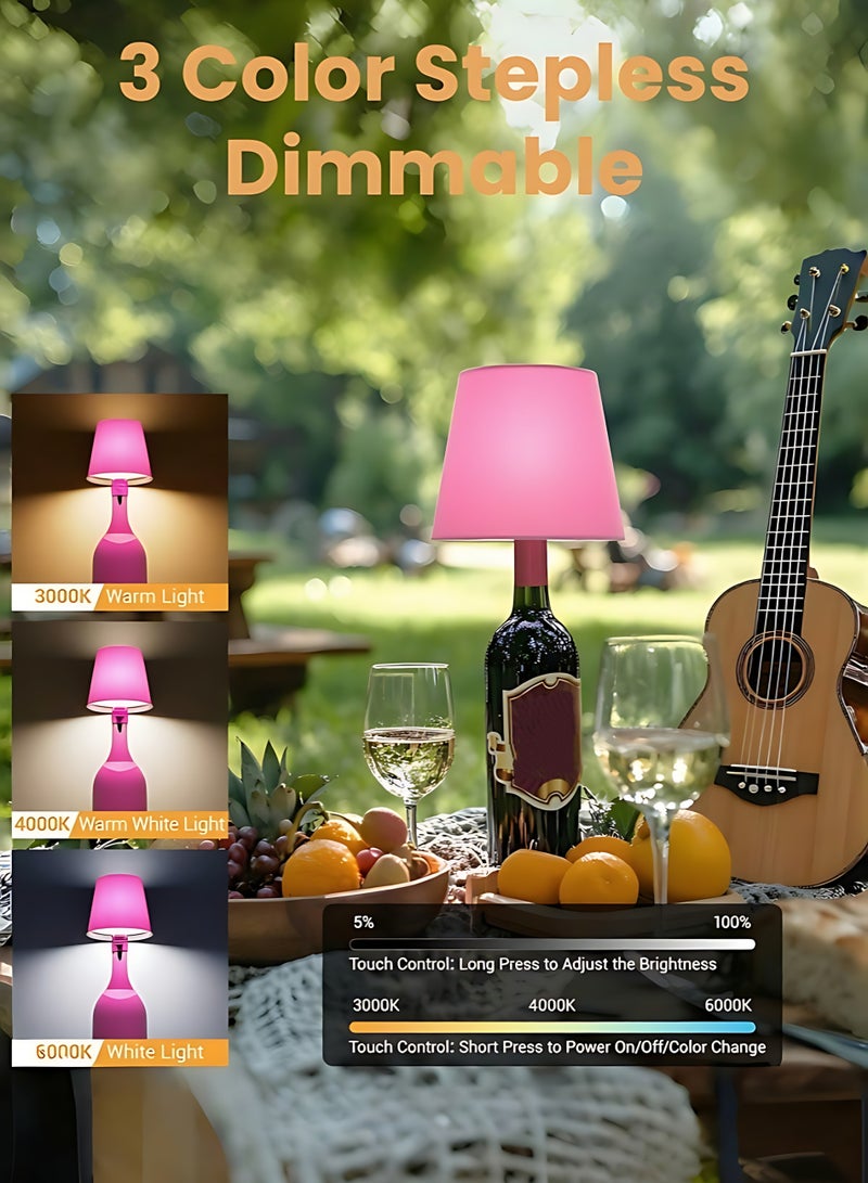 Wireless LED Bottle Lamp Rechargeable 3 Color Touch Control Table Night Light Decorative Bottle Lamp for Home Bar Garden Café Event - Image 2