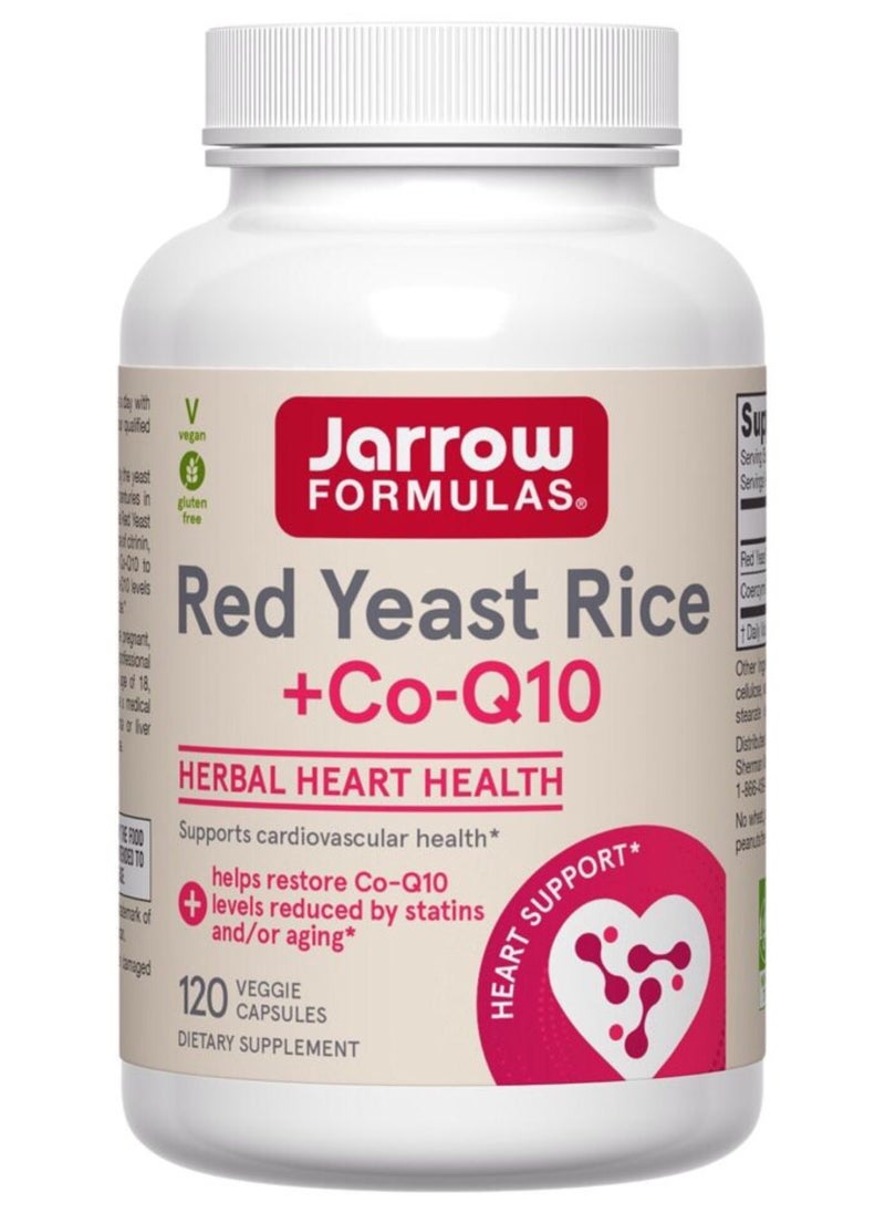 jarrow formulas Vegan Red Yeast Rice + Coenzyme Q10, 120 Veggie Capsules  - Image 1