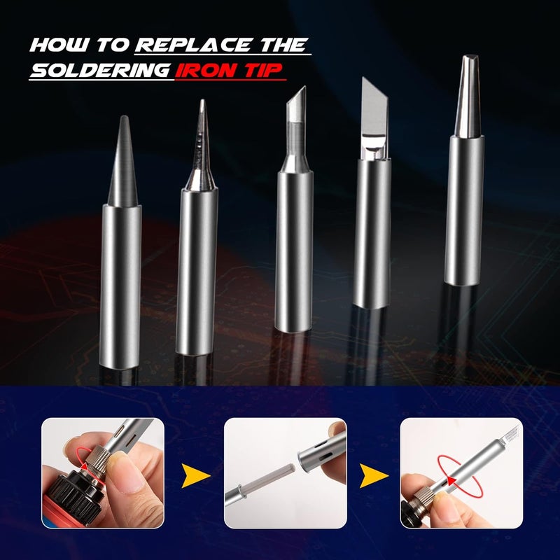 Q-MING Soldering Iron Kit, 60W 110V Soldering Welding Kit with Ceramic Heater, 10 in 1 Adjustable Temperature Welding Tools, Solder Irons Pen for Metal, Jewelry, Electric Repairing, DIY - Image 3