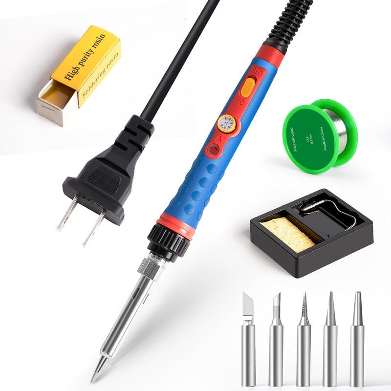 Q-MING Soldering Iron Kit, 60W 110V Soldering Welding Kit with Ceramic Heater, 10 in 1 Adjustable Temperature Welding Tools, Solder Irons Pen for Metal, Jewelry, Electric Repairing, DIY - Image 1