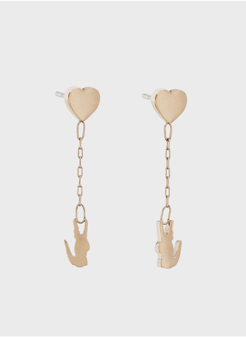 LACOSTE - Ionic Plated Carnation Gold Steel Drop Earrings - Image 1