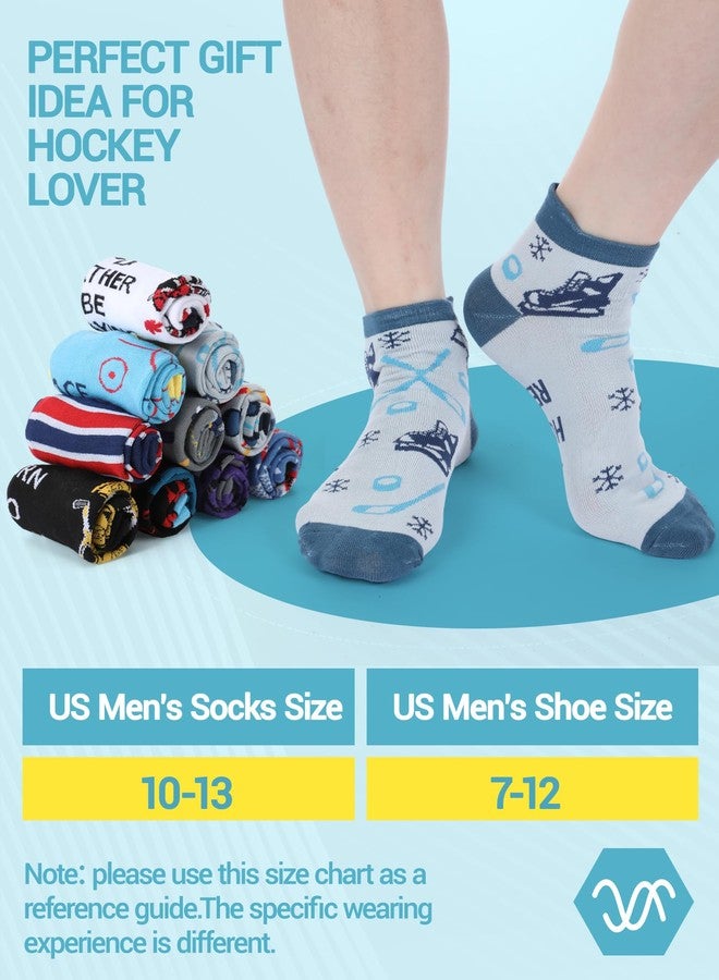 Haysandy 10 Pairs Novelty Hockey Socks for Men Funny Cotton Athletic Ankle Socks with Ice Hockey Sticks Trophy Protective Gear Patterns Birthday Xmas Holiday Gift for Sports Lovers - Image 4