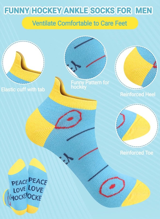 Haysandy 10 Pairs Novelty Hockey Socks for Men Funny Cotton Athletic Ankle Socks with Ice Hockey Sticks Trophy Protective Gear Patterns Birthday Xmas Holiday Gift for Sports Lovers - Image 3