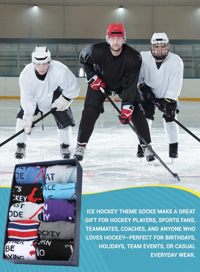 Haysandy 10 Pairs Novelty Hockey Socks for Men Funny Cotton Athletic Ankle Socks with Ice Hockey Sticks Trophy Protective Gear Patterns Birthday Xmas Holiday Gift for Sports Lovers - Image 5