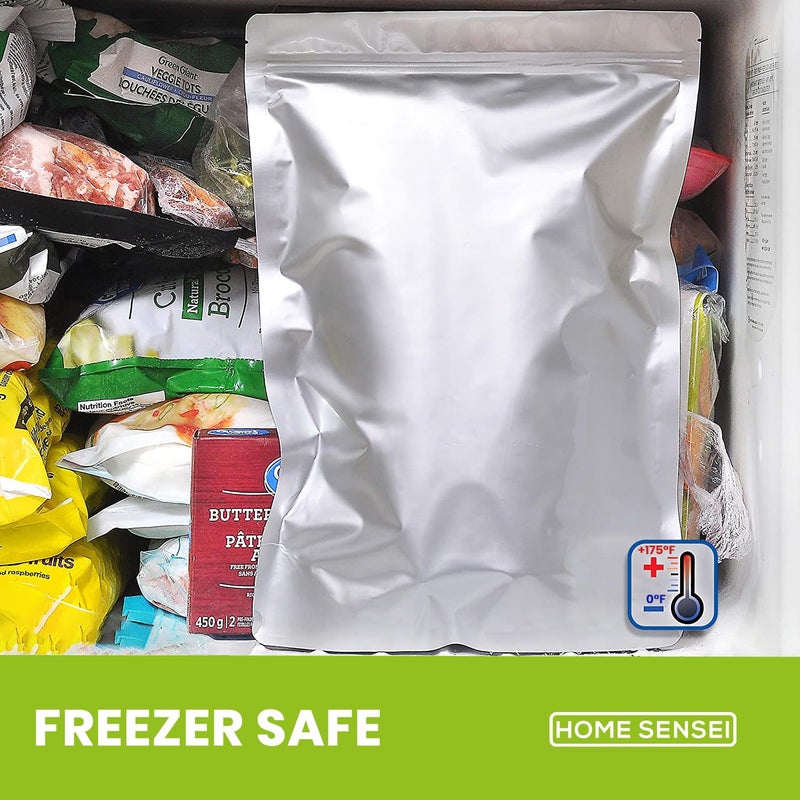 Home Sensei 30 Mylar Bags for Food Storage 1 Gallon - Extra Thick 15 Mil - Long Term & Food Grade - Mylar Bags with Oxygen Absorbers 400cc- Zipper  Resealable  Stand-up Gousset - Bolsas Mylar con Abosrbentes - Image 5