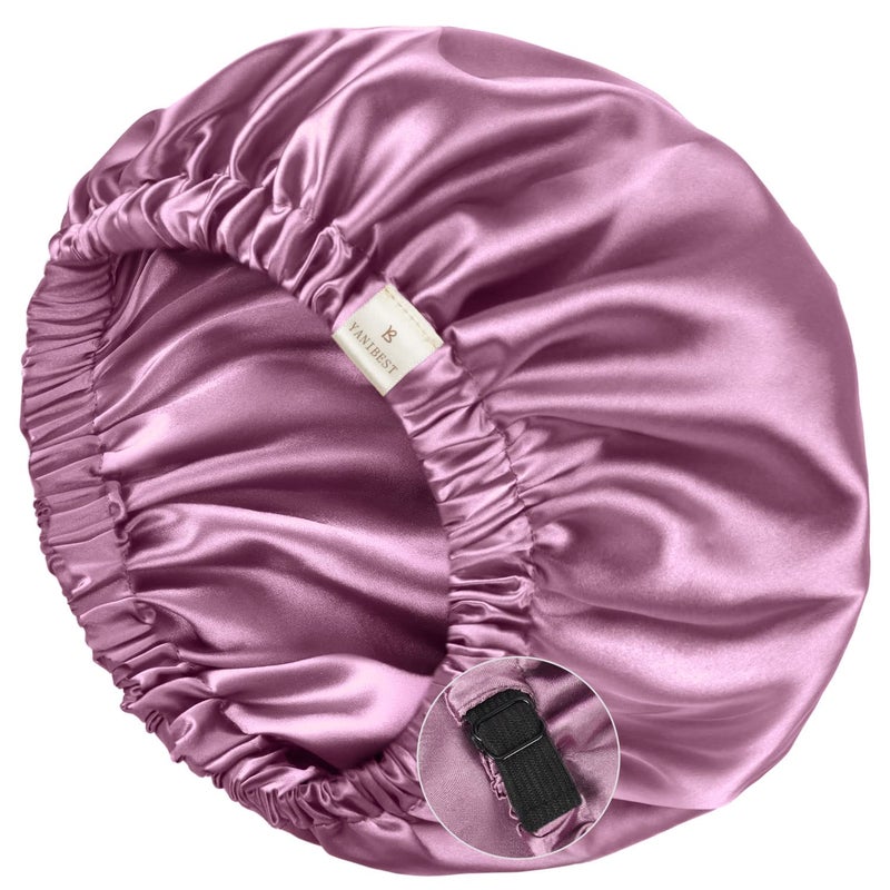 YANIBEST Silk Sleep Cap Satin Bonnet for Black Women Men for Curly Braids Lavender Large
